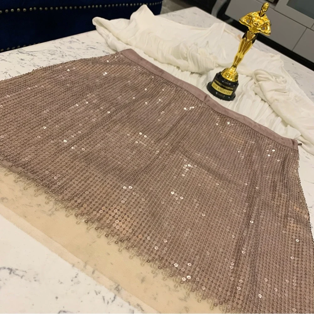 🇫🇷 PROMOD Glamorous High-Waist Stretchable Sequins Skirt - Picture 8 of 11